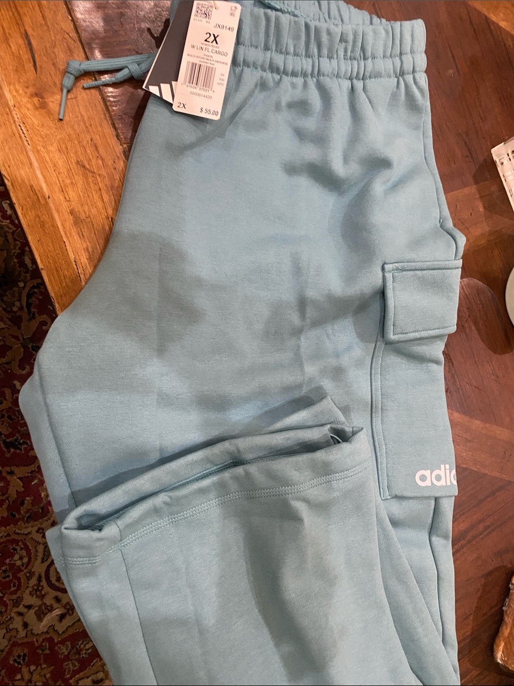 Plus Size Adidas Powder Teal Cargo Joggers